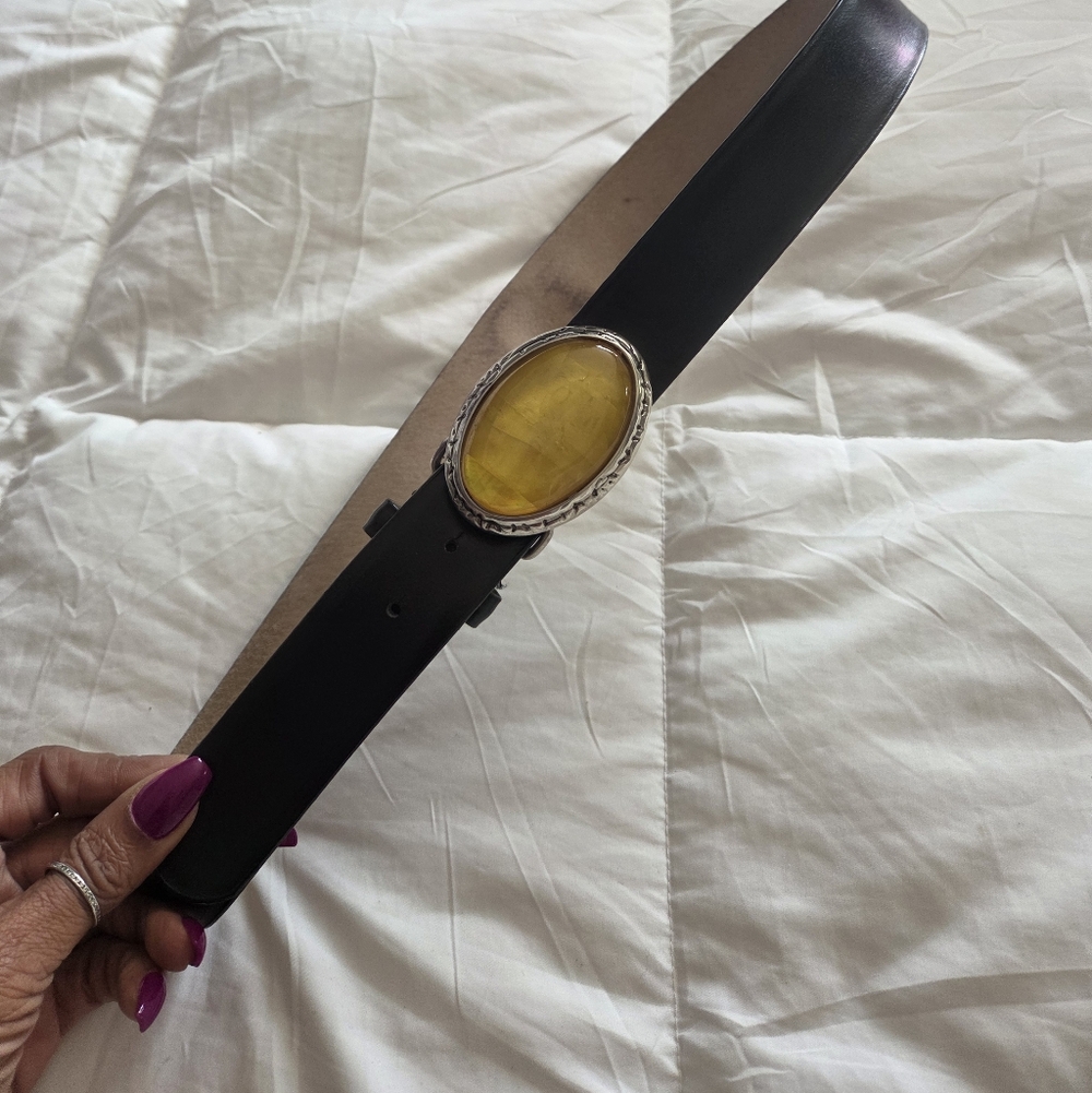 Black Belt with Yellow Oval Buckle
